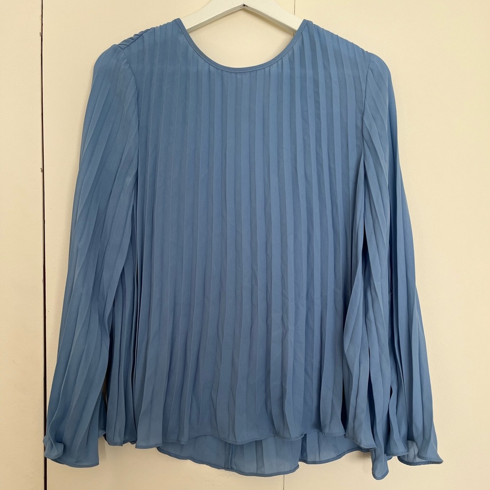 Blue Pleated Blouse